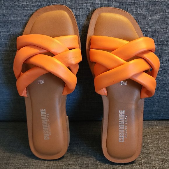 Cushionaire Orange Farah Memory Foam Sandal Size 6.5 - Picture 1 of 9